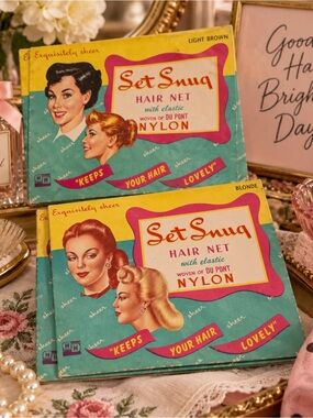 Vintage H&H Set Snug Hair Nets Lot of 8 Du Pont Nylon 1940s 1950s NOS